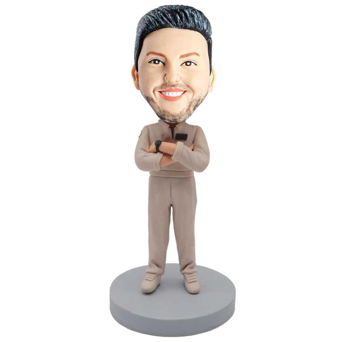 Male In Jumpsuits And His Arms Chest Custom Figure Bobblehead