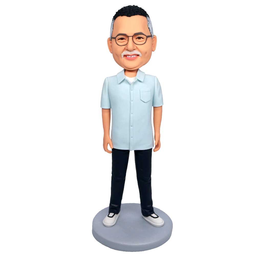 Male In Light Blue Shirt Custom Figure Bobbleheads