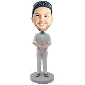 Male In Off-white Suit With A Slippers Custom Figure Bobblehead