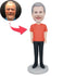 Male In Orange T-shirt And Black Pants Custom Figure Bobbleheads