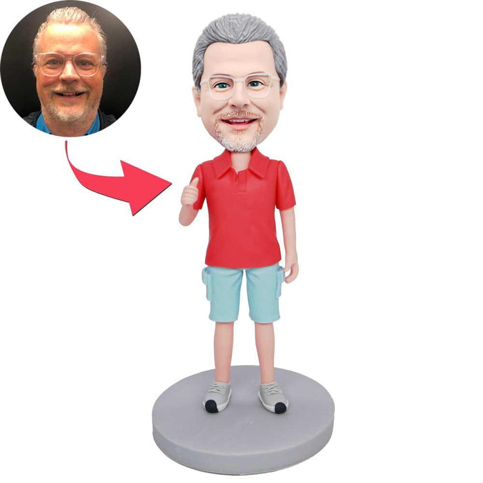 Male In T-shirt And Thumbs Up Custom Figure Bobbleheads