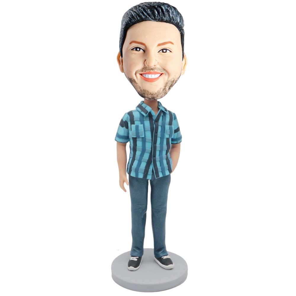 Male In Plaid Shirt Custom Figure Bobblehead