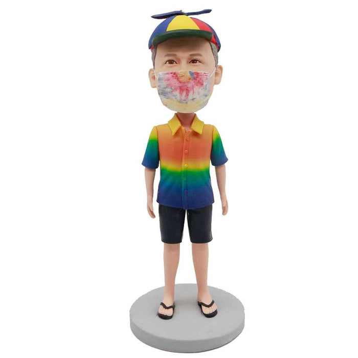 Male In Rainbow-colored Shirts With Windmill Hat Custom Figure Bobblehead