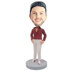 Male In Red Shirt And White Pants Custom Figure Bobblehead