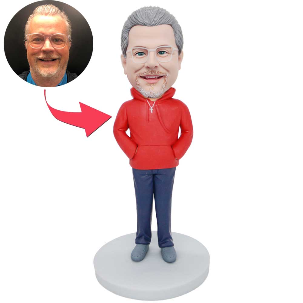 Male In Red Sweater Custom Figure Bobbleheads