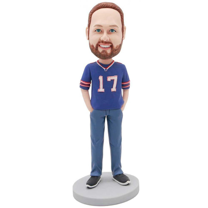 Male In Sports T-shirt With Number 17 Custom Figure Bobblehead