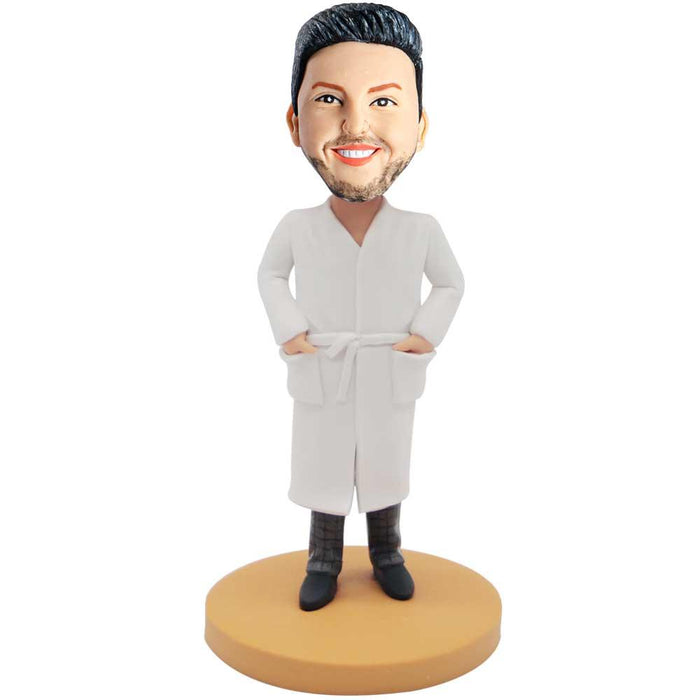 Male In White Nightgown And Hands In Pockets Custom Figure Bobbleheads