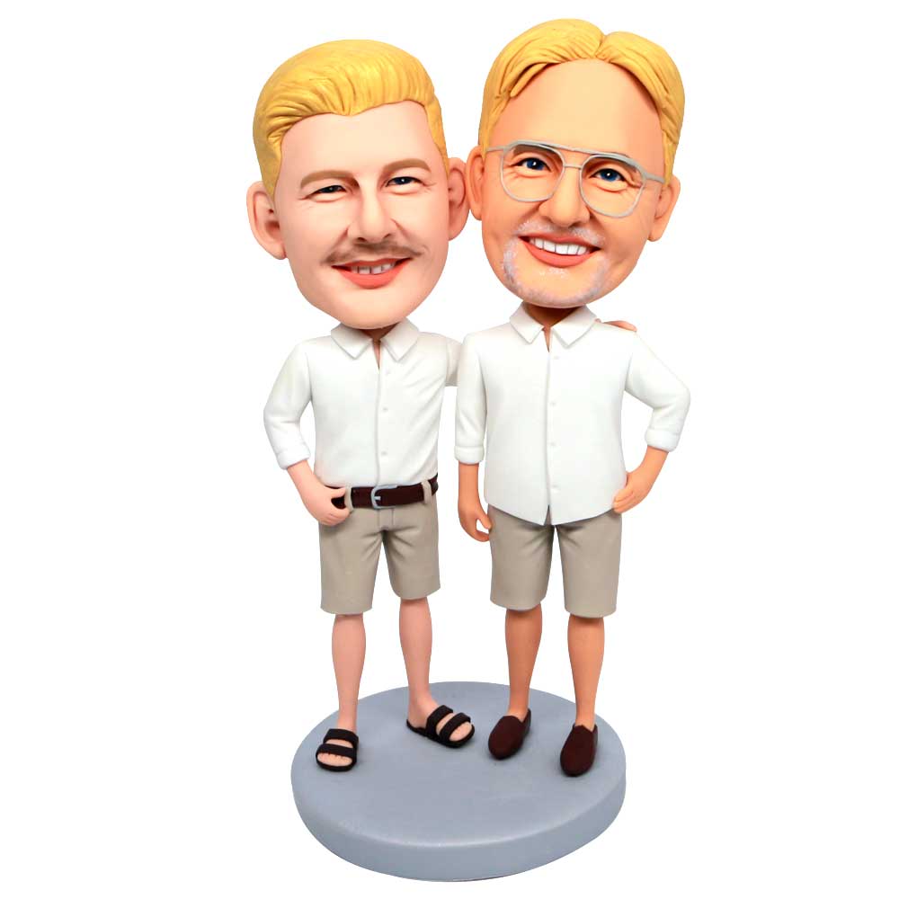 Male In White Shirt With One Of His Friends Custom Figure Bobbleheads