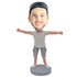 Male In White T-shirt And Open Arms Custom Figure Bobblehead - Figure Bobblehead