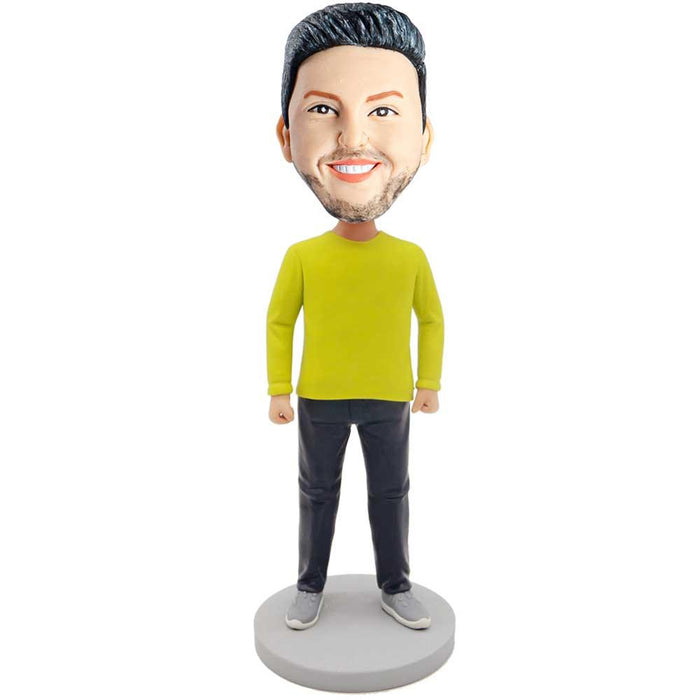 Male In Yellow T-shirt Custom Figure Bobblehead