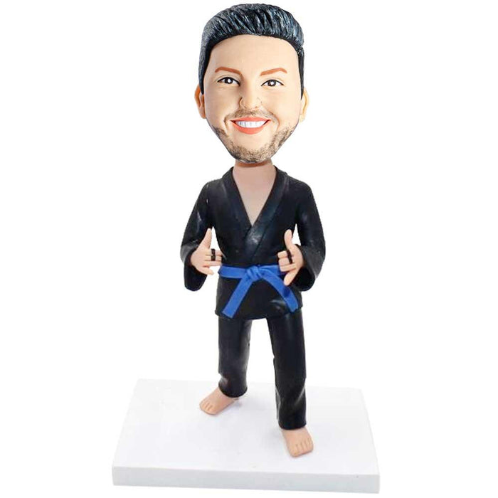 Male Jiu Jitsu In Black Judo Suit Custom Figure Bobbleheads