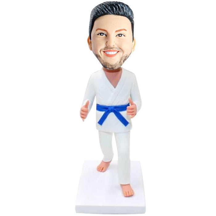 Male Jiu Jitsu In White Judo Suit Custom Figure Bobbleheads