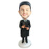 Male Judge In Black Robe With A Hammer Custom Figure Bobblehead