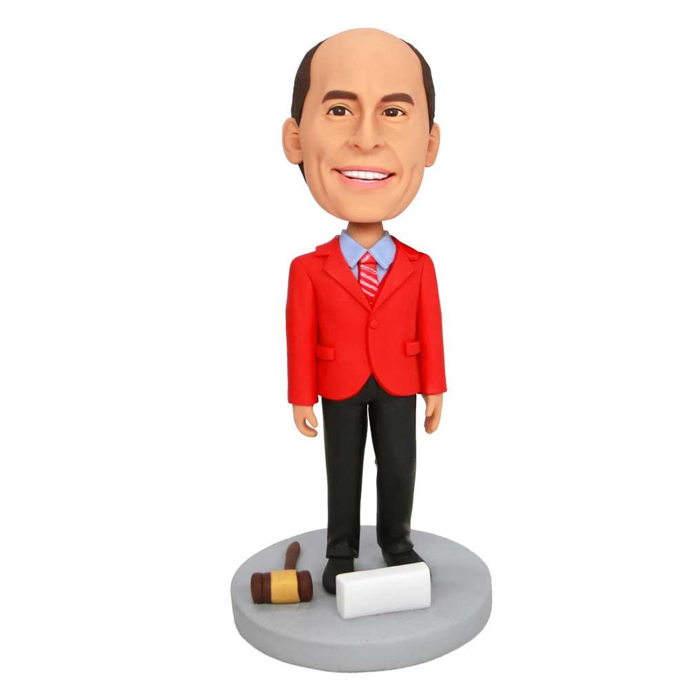 Male Judge In Red Blazer Custom Figure Bobbleheads