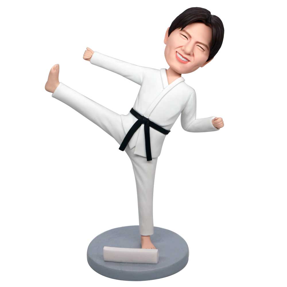 Male Karate Punching One Leg Custom Figure Bobbleheads