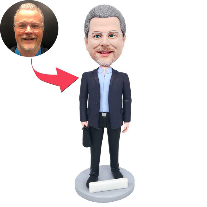 Male Lawyer In Suit With Briefcase Custom Figure Bobbleheads