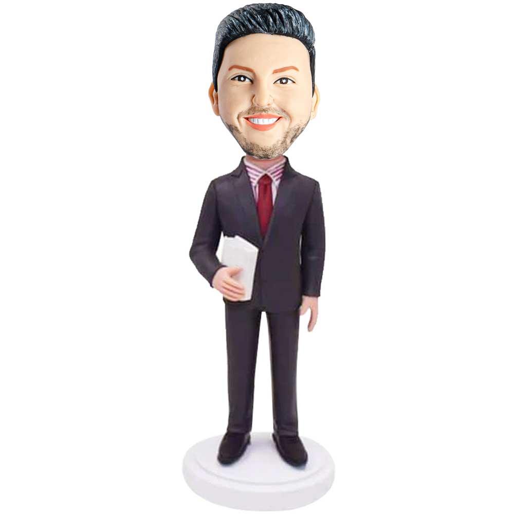 Male Librarian In Suit Custom Figure Bobbleheads