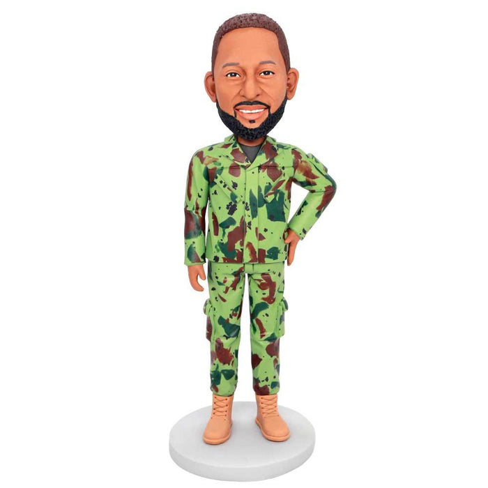 Male Military Soldier In Camouflage Custom Figure Bobbleheads