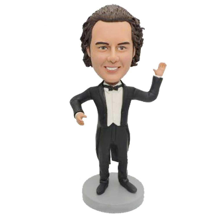Male Music Conductor In Black Tails Custom Figure Bobblehead