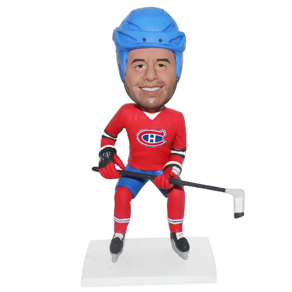 Male NHL Hockey In Red Uniforms Custom Figure Bobblehead