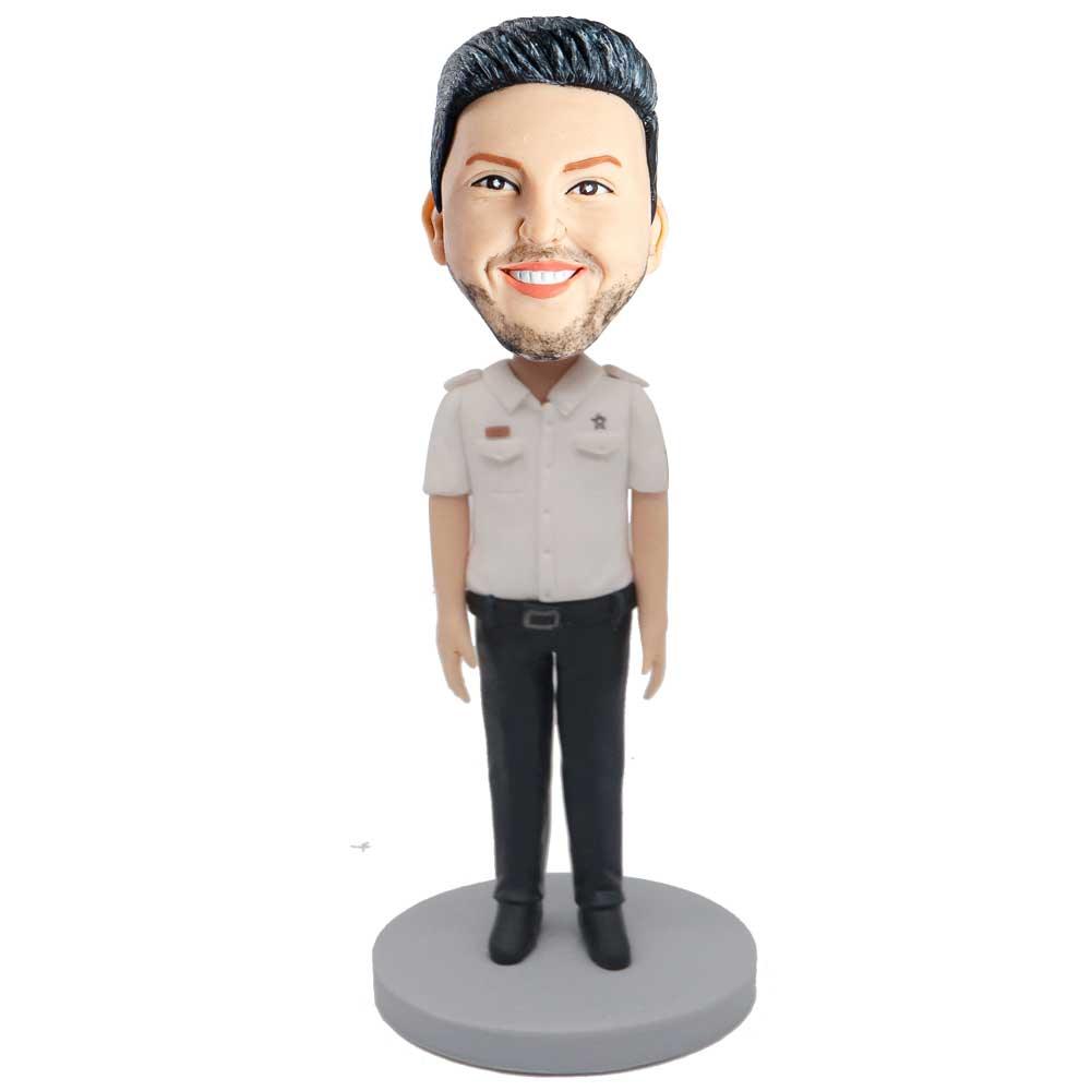 Male Navy In White Navy Uniform Custom Figure Bobblehead