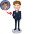 Male Office Boss In Dark Blue Suit Holding A Phone Custom Figure Bobbleheads