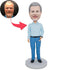 Male Office Staff In Blue Plaid Shirt Custom Figure Bobbleheads