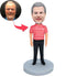 Male Office Staff In Red Striped T-Shirt Custom Figure Bobbleheads