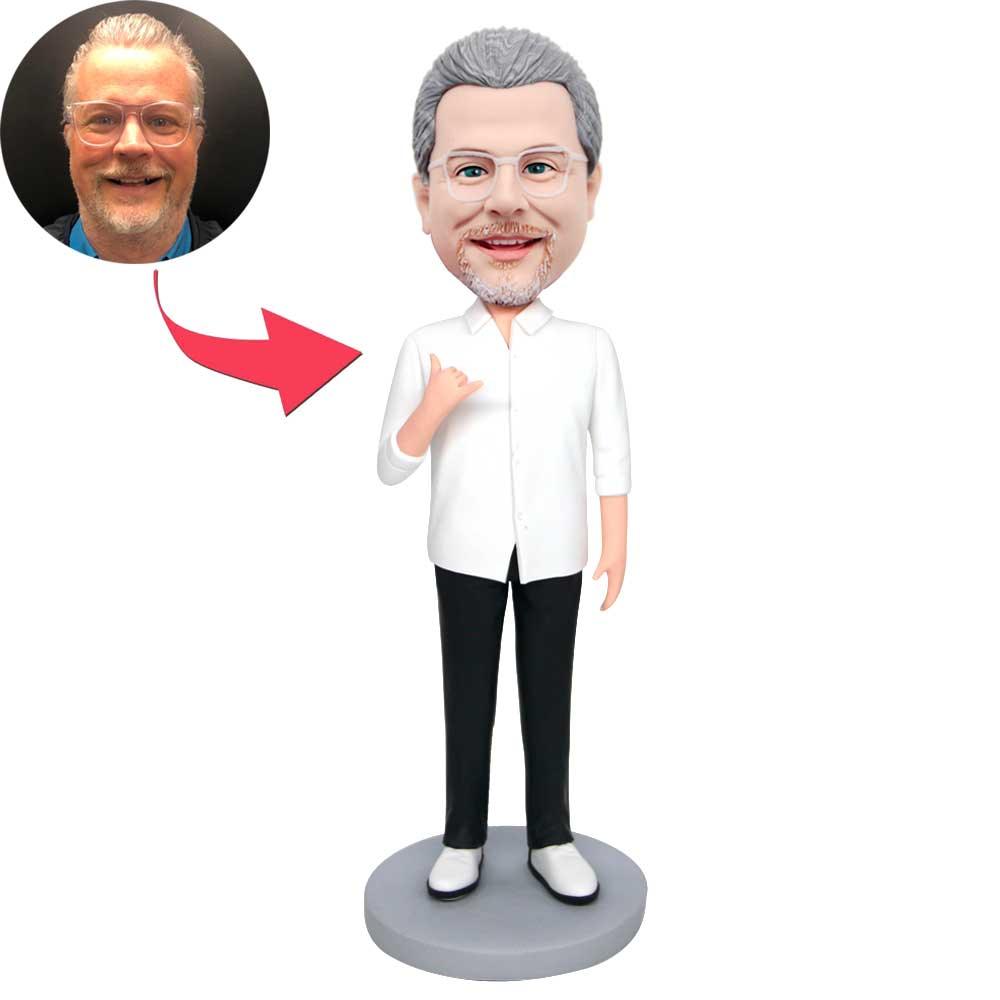 Male Office Staff In White Shirt Custom Figure Bobbleheads