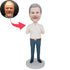 Father's Day Gifts Male Office Staff In White Shirt With Thumbs Up Custom Figure Bobbleheads