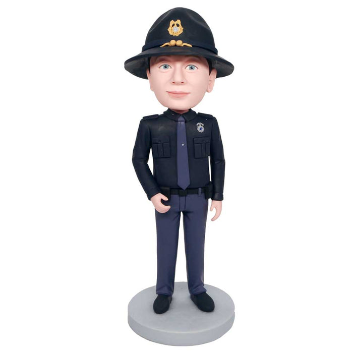 Male Police In Professional Uniform Custom Figure Bobbleheads