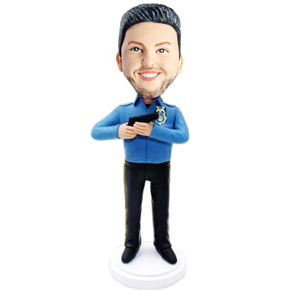 Male Police Officer Policeman In Defensive State Custom Bobblehead