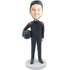 Male Race Car Driver In Black Racing Suit Custom Figure Bobbleheads