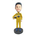 Male Race Car Driver In Yellow Overalls Custom Figure Bobblehead