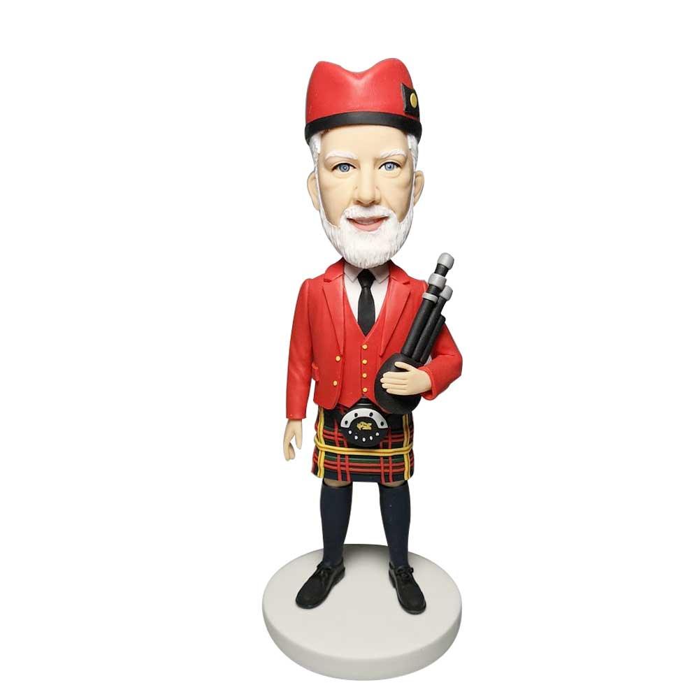 Male Scottish In Red Dress Custom Figure Bobblehead