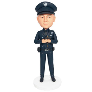 Male Sheriff Police Officer Policeman Cop In Dark Blue Uniform and Hat Custom Figure Bobbleheads