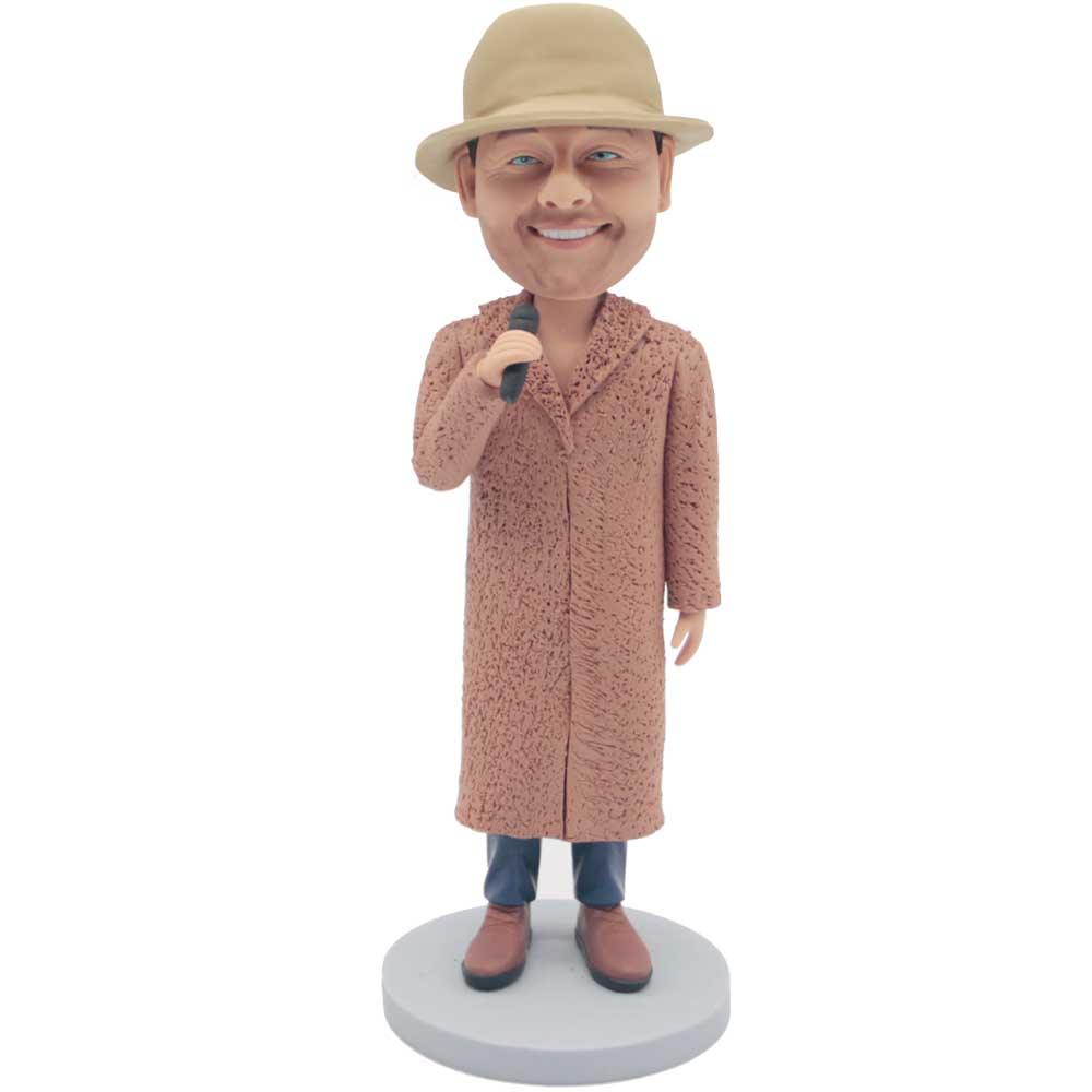 Male Singer In Khaki Coat Custom Figure Bobblehead