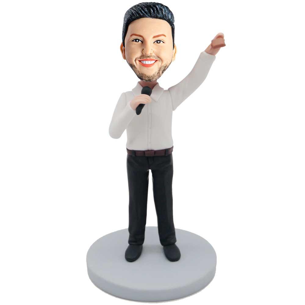 Male Singer In White Shirt Custom Figure Bobbleheads