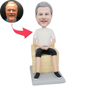 Male Sitting On The Sofa Playing Games Custom Figure Bobbleheads