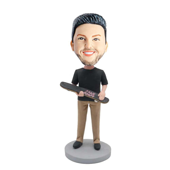 Male Skateboarder  With A Skateboard Custom Figure Bobblehead