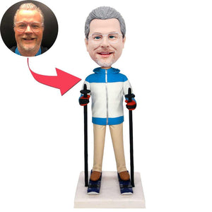 Male Skier With Snowboarder Custom Figure Bobbleheads