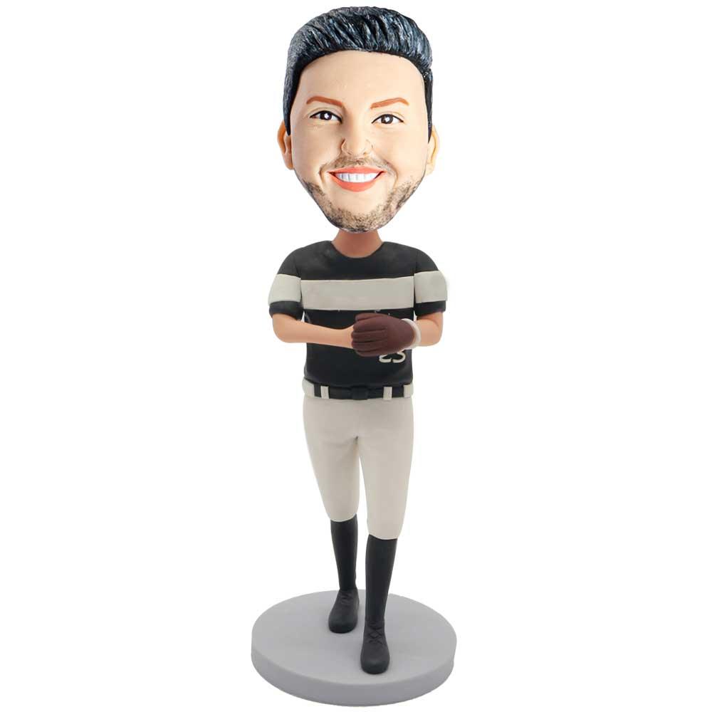 Male Softball Player In Professional Sportswear Custom Figure Bobbleheads