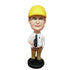 Male Suit Engineer With Big Belly Holding Drawings Custom Bobblehead