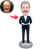 Male Teacher In Dark Blue Suit With A Book Custom Figure Bobbleheads