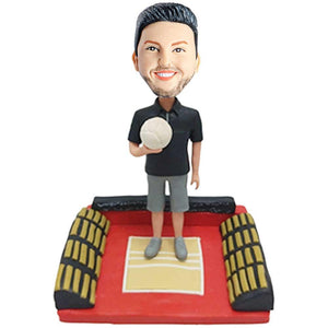Male Volleyball Coach With Volleyball Custom Figure Bobblehead