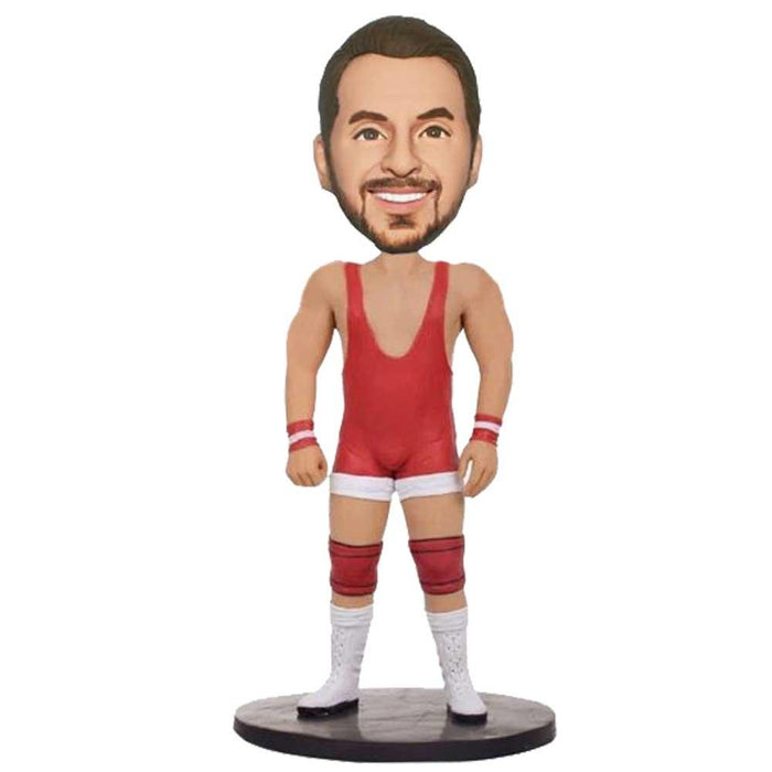 Male Wrestler In Red Wrestling Clothing Custom Figure Bobblehead