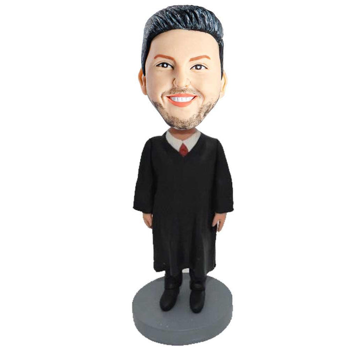 Male Judge In Black Robes Custom Figure Bobblehead