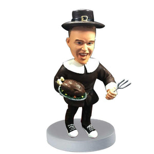 Male with the Turkey and Fork Custom Figure Bobblehead