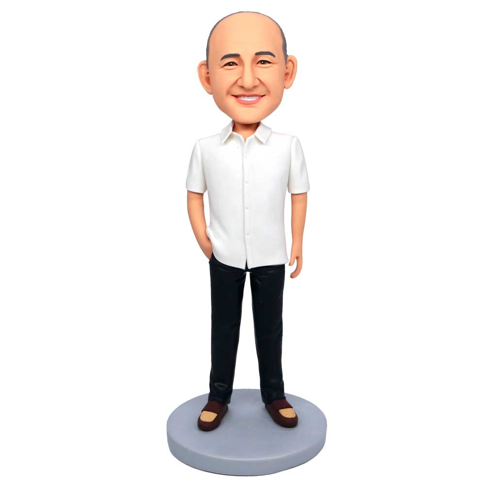 Men In White Short Sleeve Shirts Office Custom Figure Bobbleheads