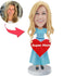 Mother's Day Gifts Female In Blue Dress Custom Figure Bobbleheads